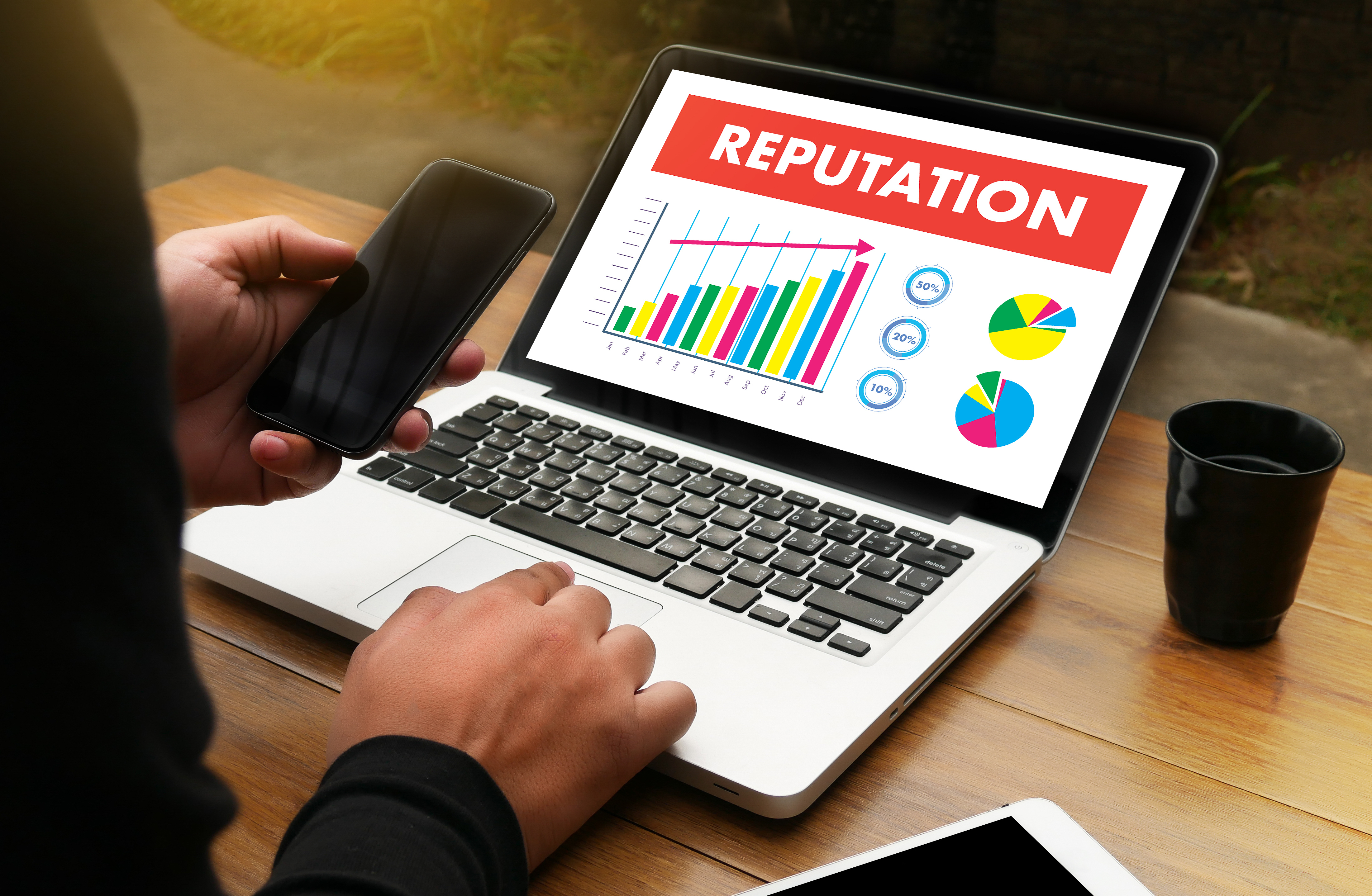 Laptop with graphs and reputation